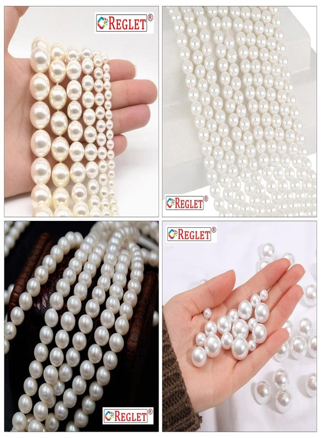 REGLET 1800 Pcs Off White + Pcs 1800 Silver + 1800 Pcs Golden Pearl Beads for Bracelet Making Set - Beading, Crafting, Beadwork, Embroidery, Jewellery Making Kit - Sizes 4, 5, 6, 8, 10, 12mm - 540g - Image 3